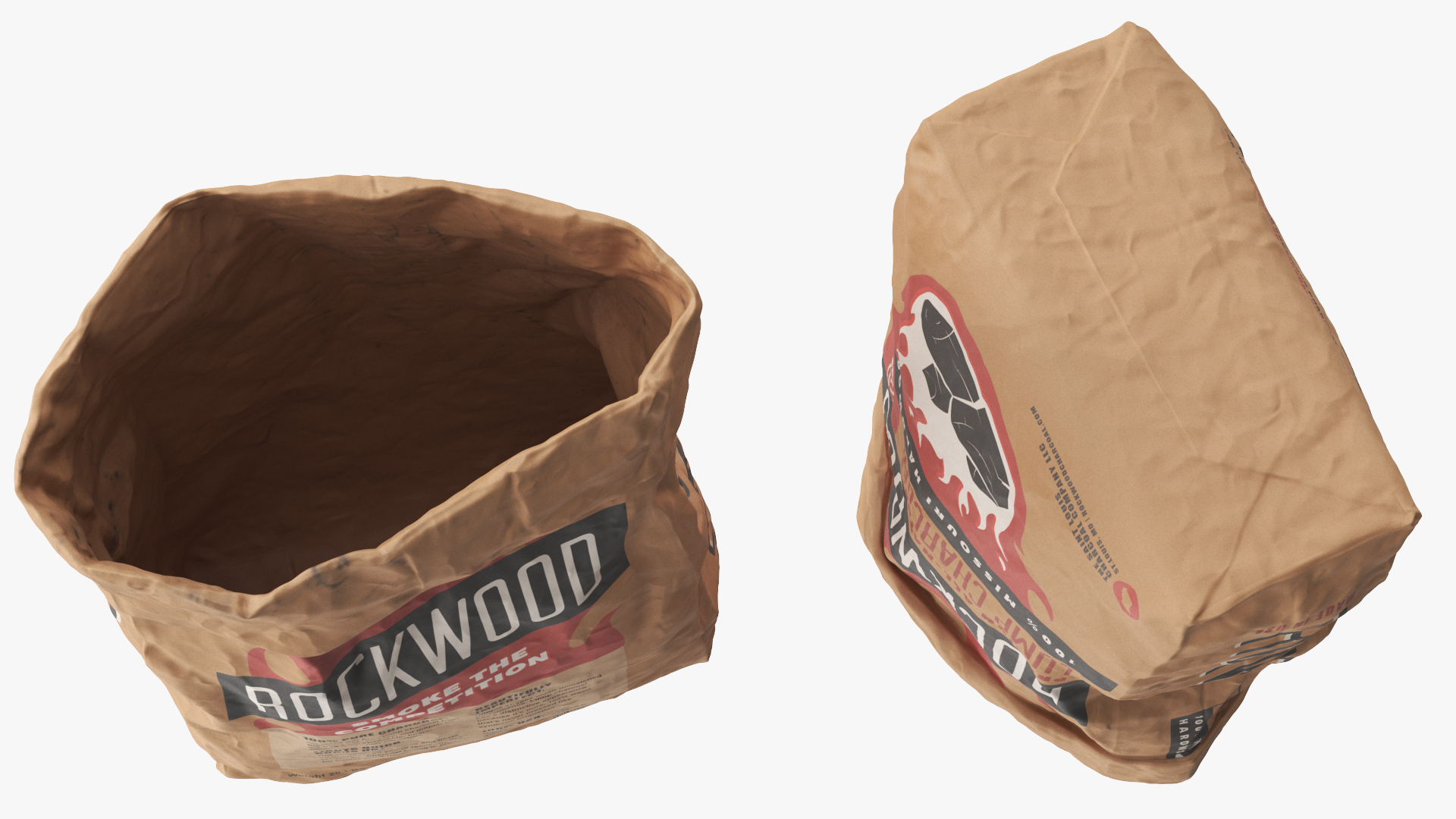 3D Charcoal Bag Rockwood Opened model