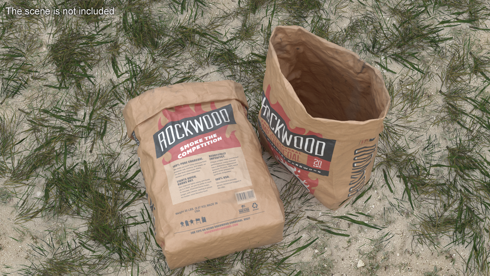 3D Charcoal Bag Rockwood Opened model