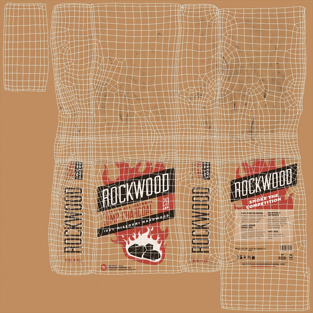 3D Charcoal Bag Rockwood Opened model