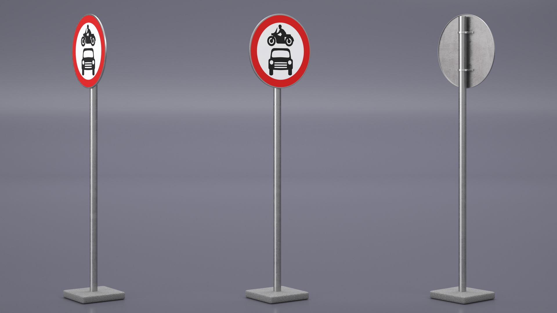 Road Sign No Motor Vehicles 3D