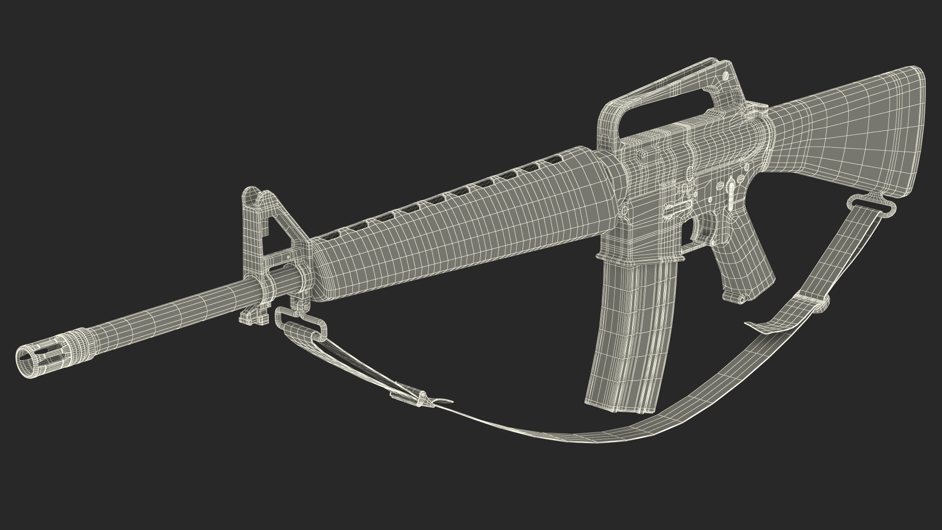 3D Assault Rifle M16 with Sling model