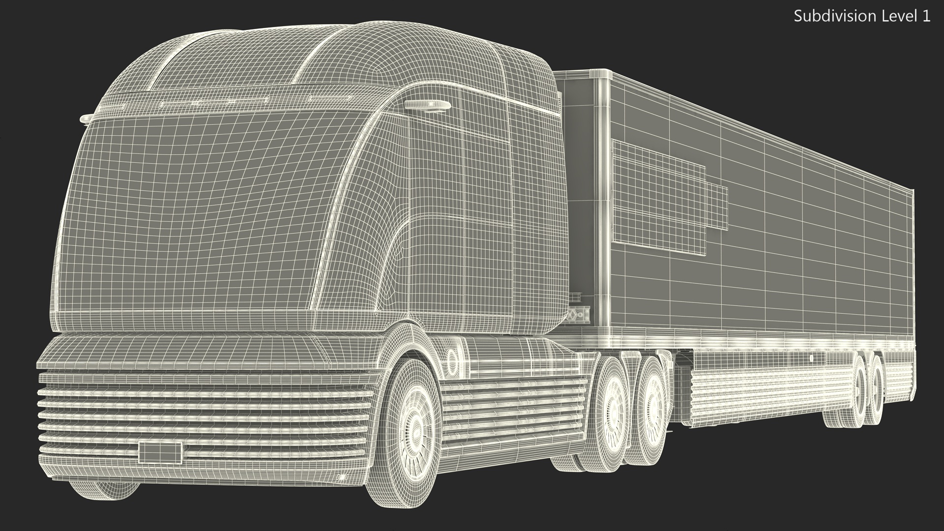 3D Hyundai HDC-6 Hydrogen Tractor and Trailer Rigged for Cinema 4D model