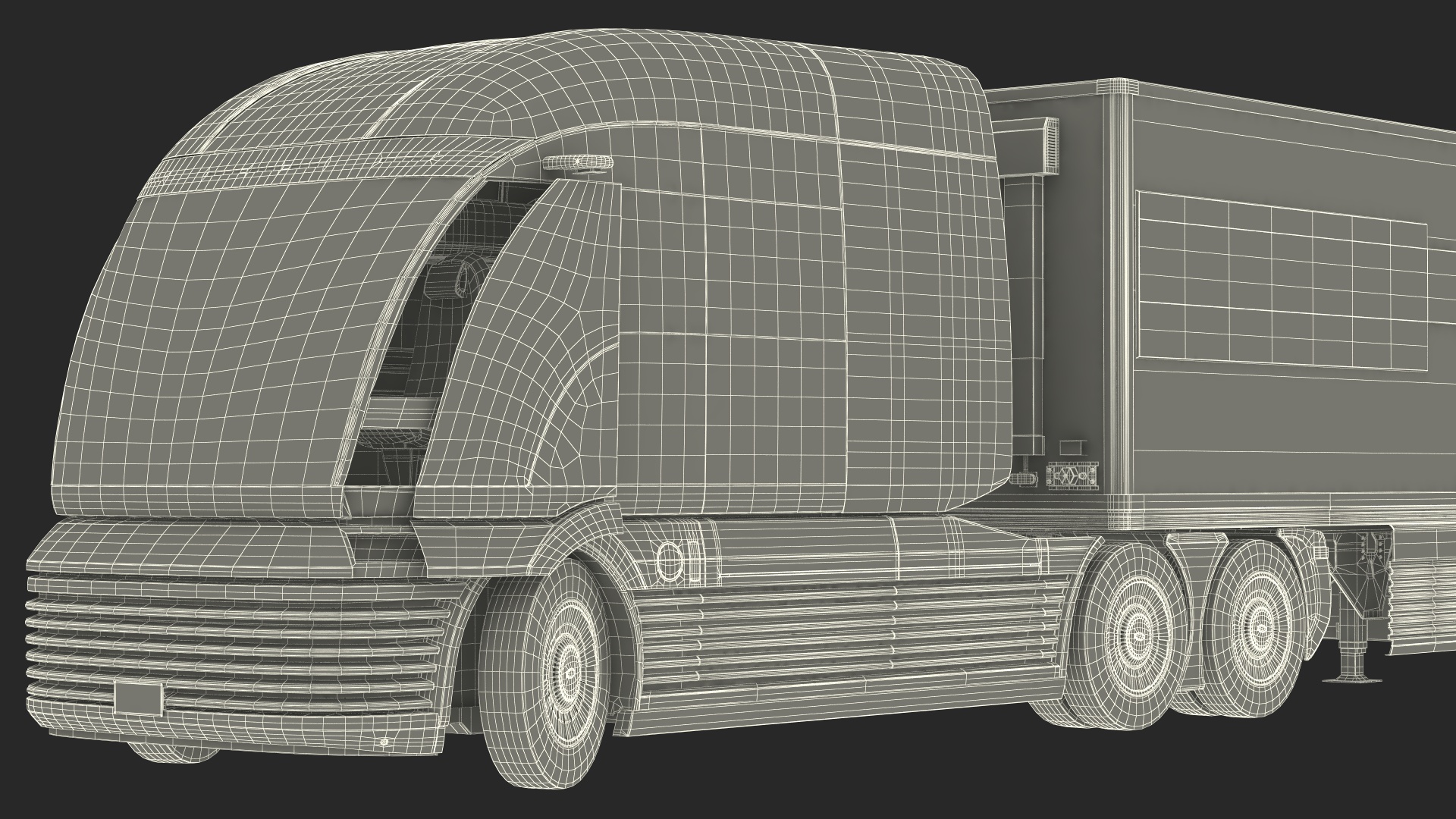 3D Hyundai HDC-6 Hydrogen Tractor and Trailer Rigged for Cinema 4D model