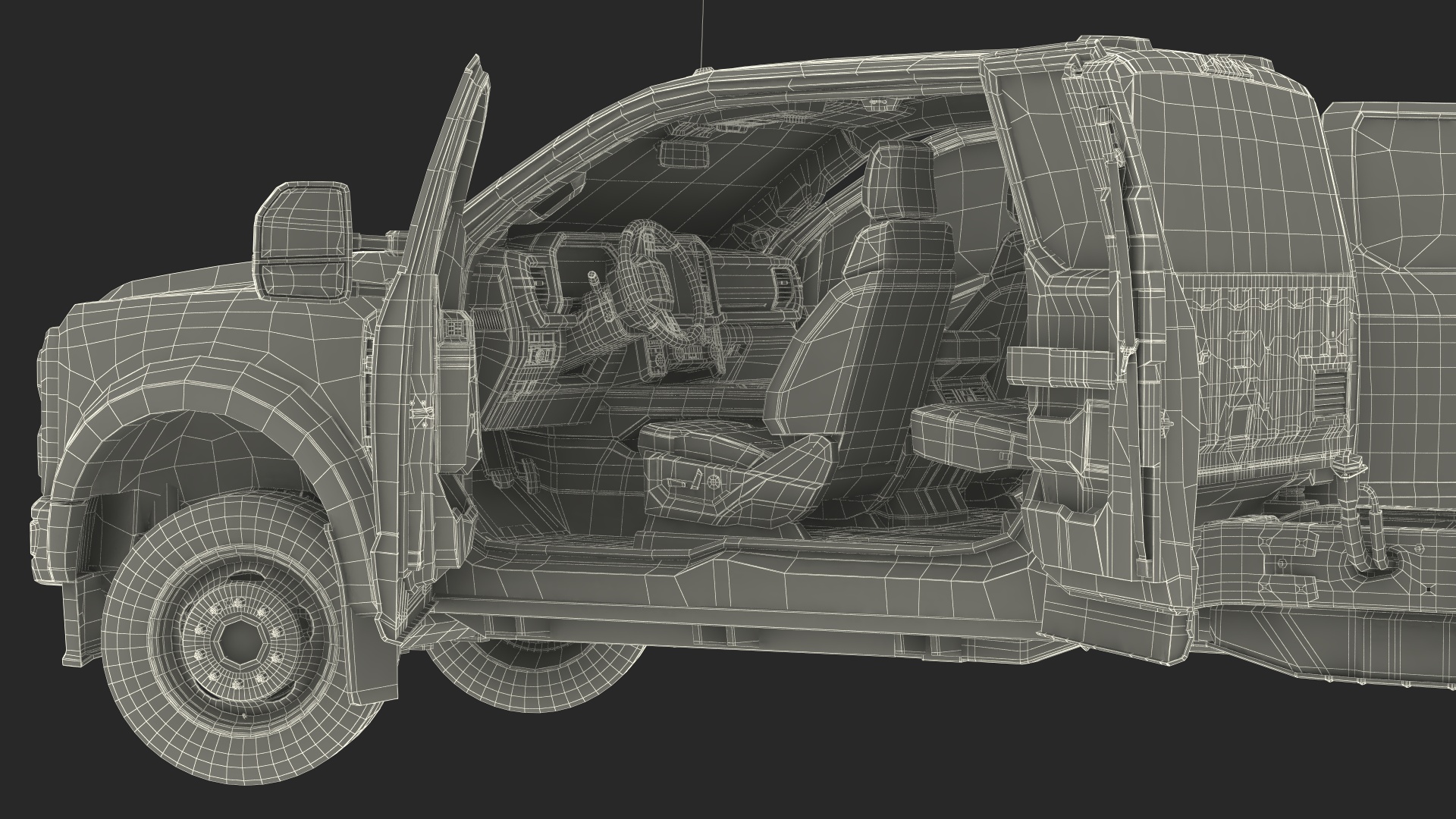 3D model Super Duty F550 2023 Ford Long Cab Rigged for Cinema 4D