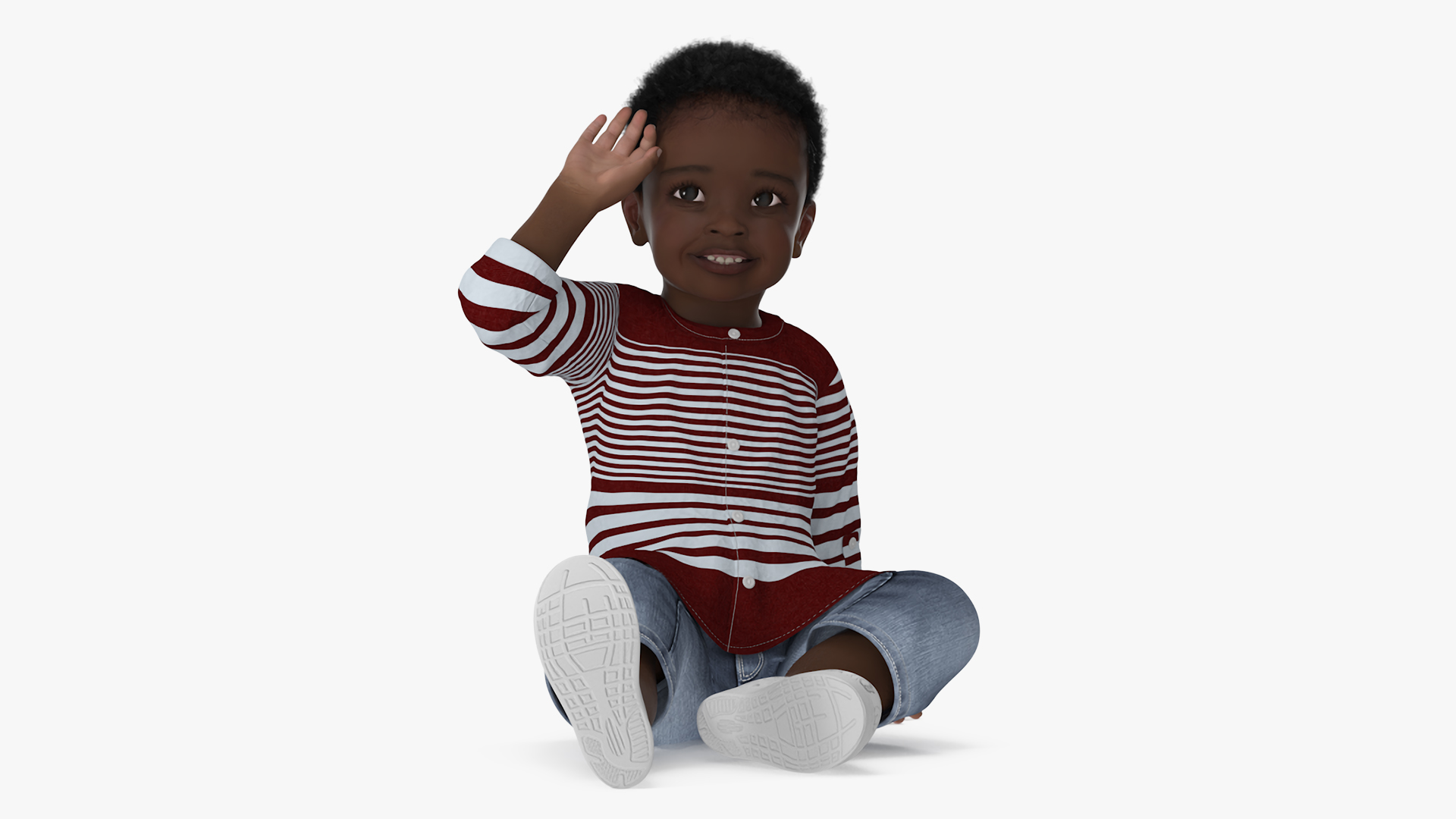 African Baby Boy Outdoor in Summer Outfit Sitting 3D model