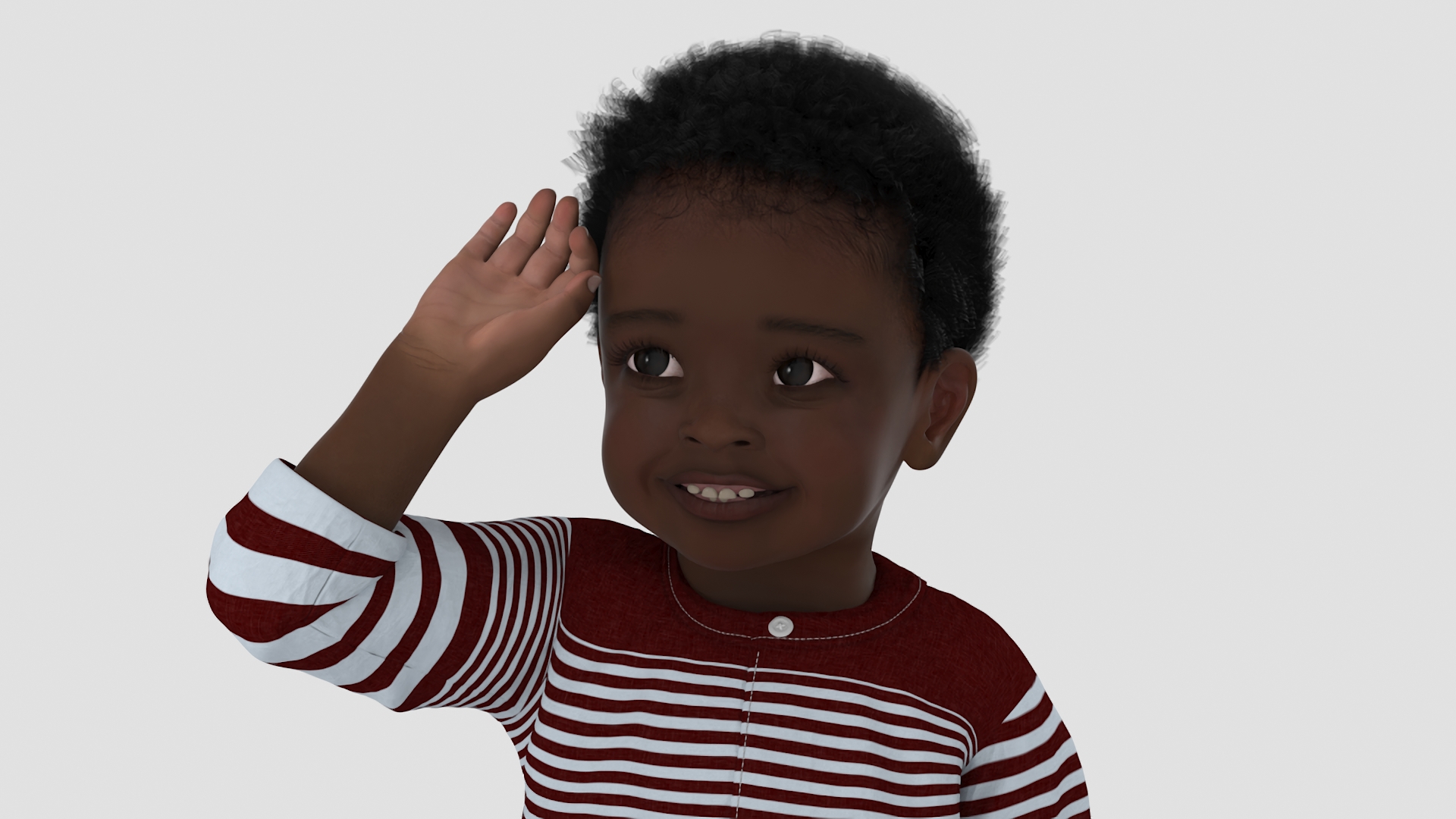 African Baby Boy Outdoor in Summer Outfit Sitting 3D model