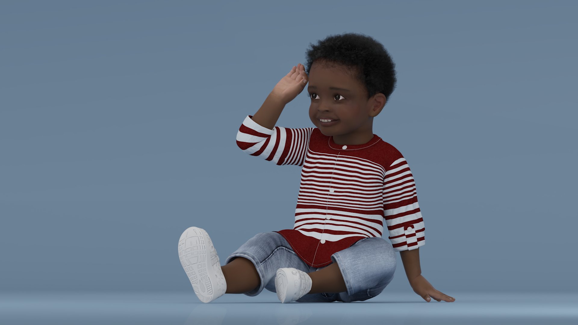 African Baby Boy Outdoor in Summer Outfit Sitting 3D model