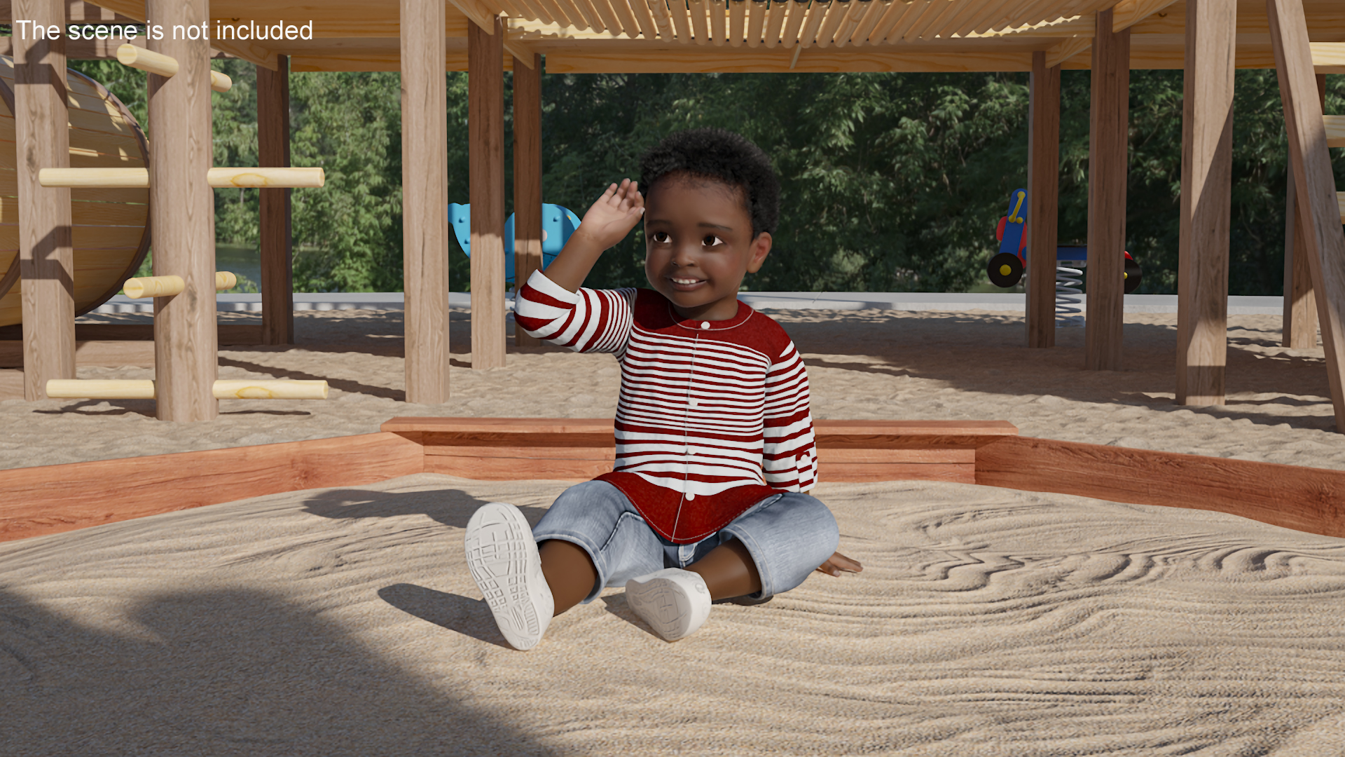 African Baby Boy Outdoor in Summer Outfit Sitting 3D model