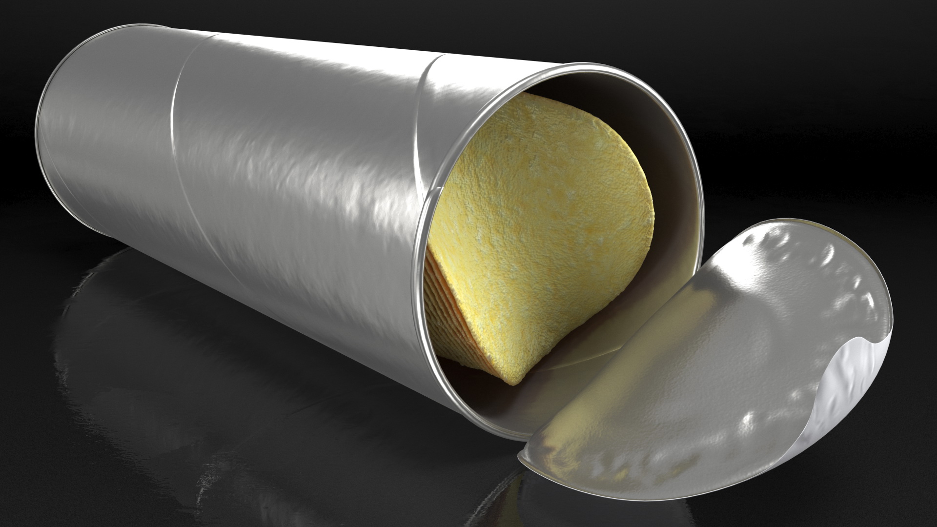 Opened Foil Tube with Potato Chips 3D model