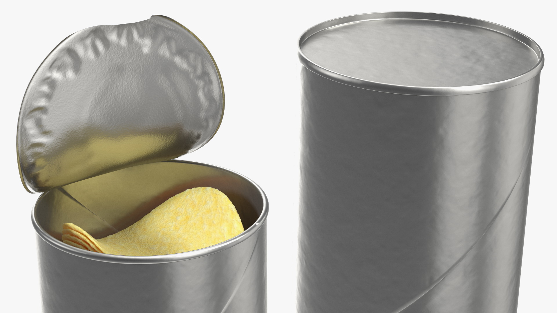 Opened Foil Tube with Potato Chips 3D model