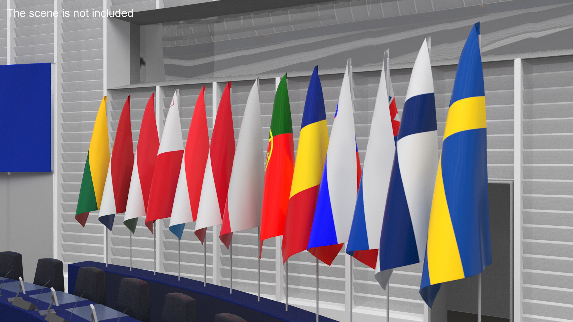 European National Flags Set 3D