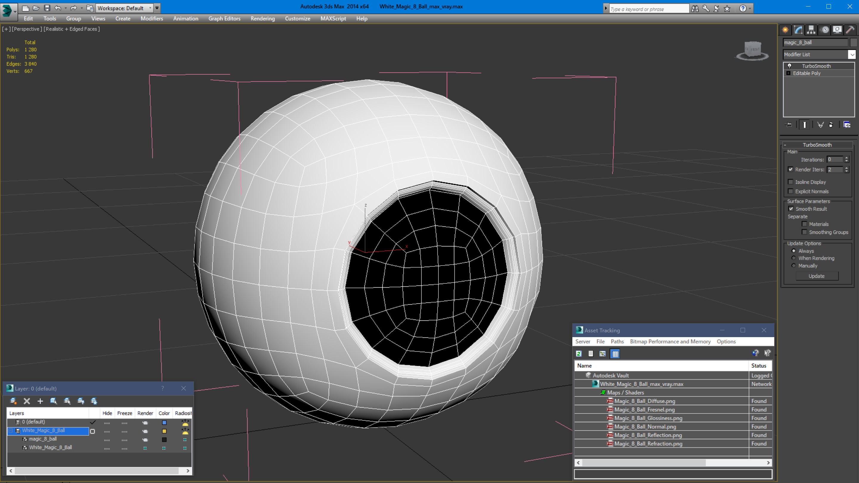 3D White Magic 8 Ball model