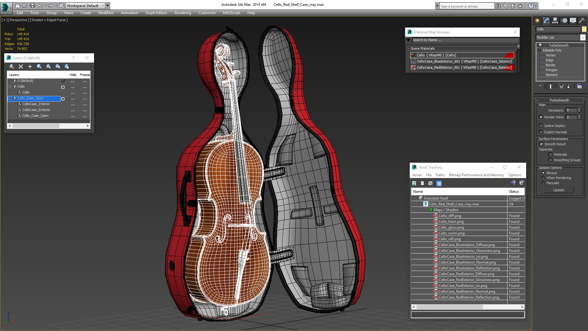 3D model Cello Red Shell Case