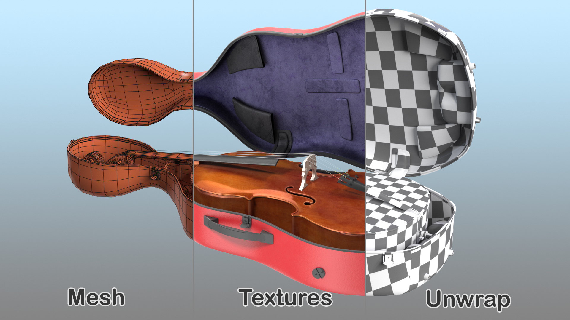 3D model Cello Red Shell Case