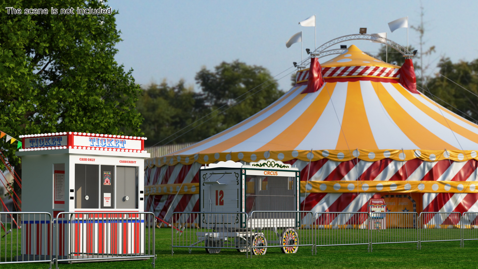 3D Circus Tent Setup and Transport Truck with Fur