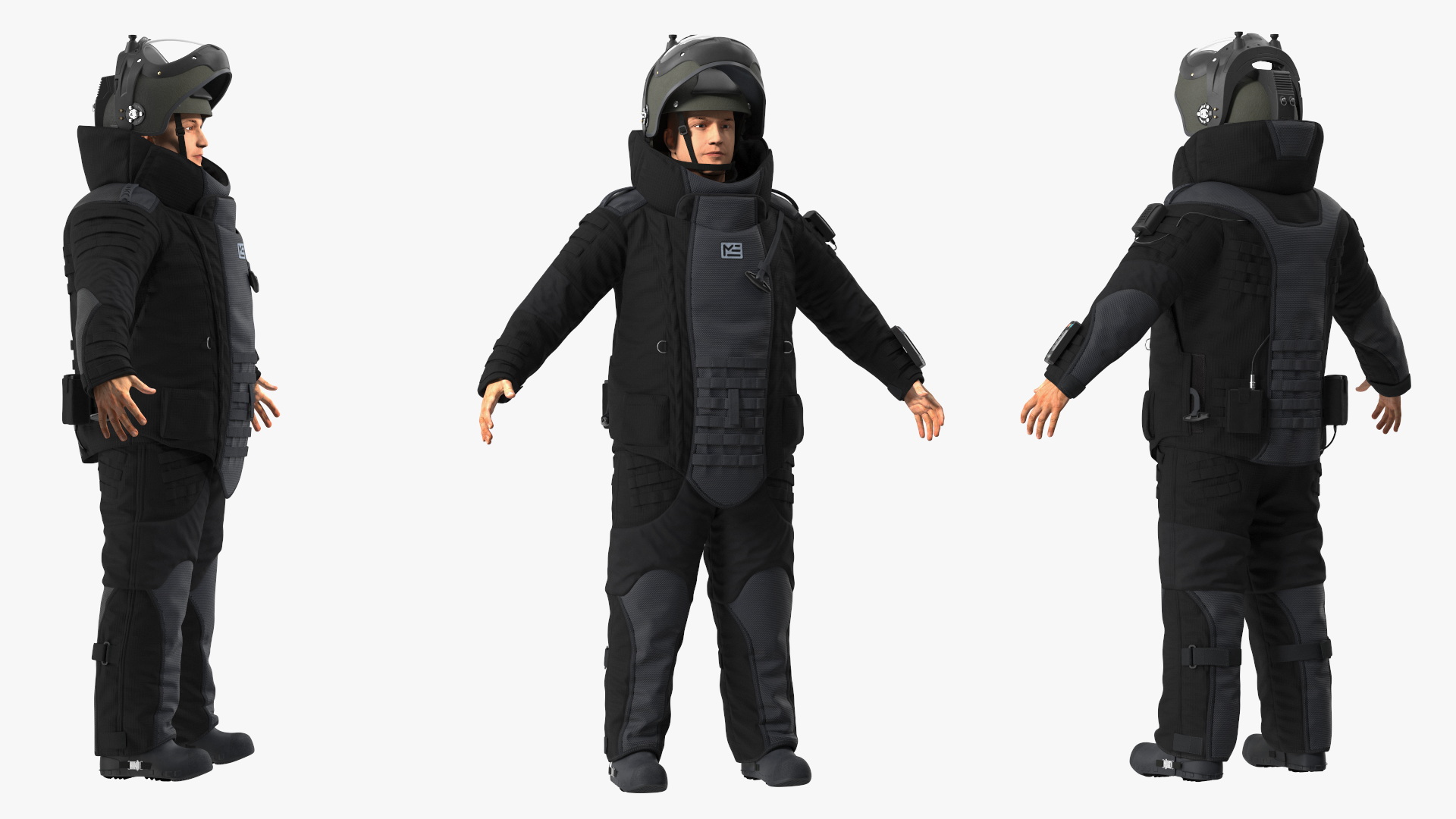 3D EOD 10 Bomb Suit Black Rigged for Cinema 4D model