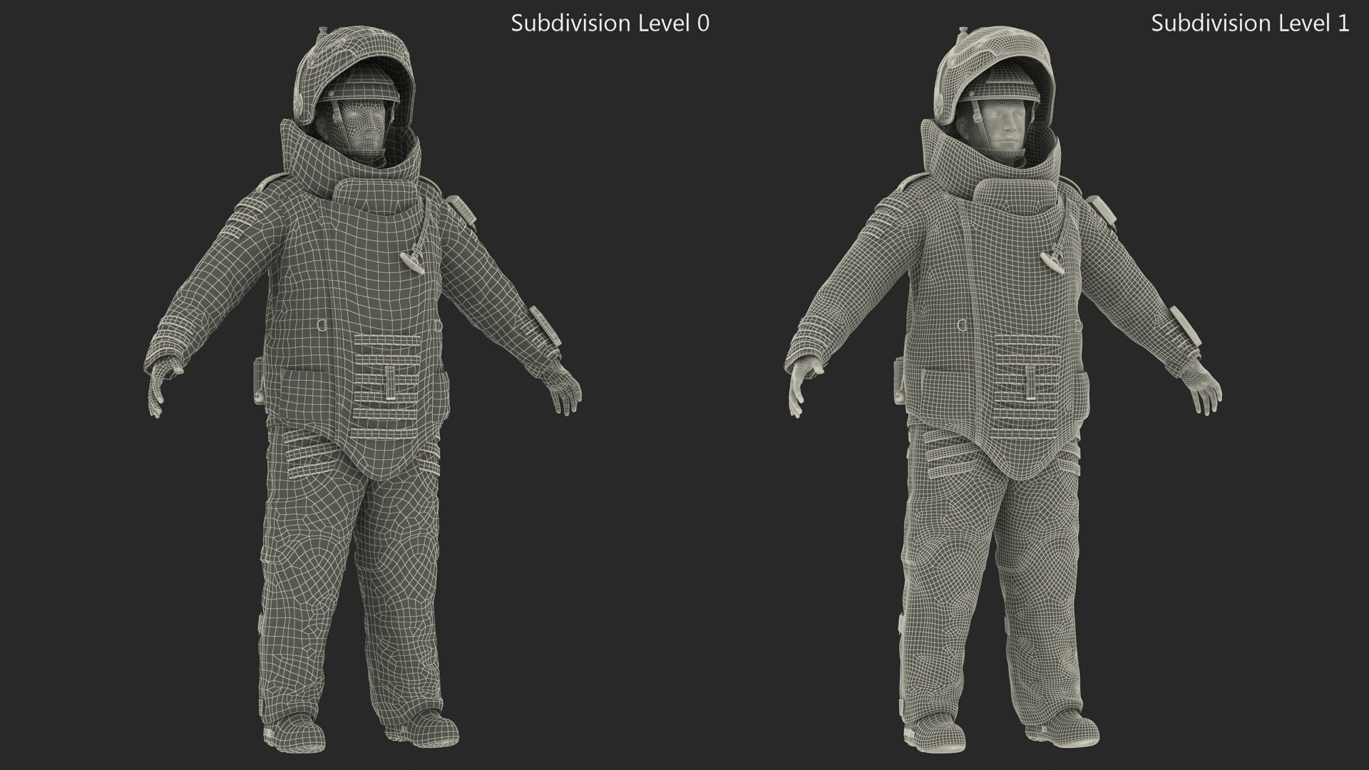 3D EOD 10 Bomb Suit Black Rigged for Cinema 4D model