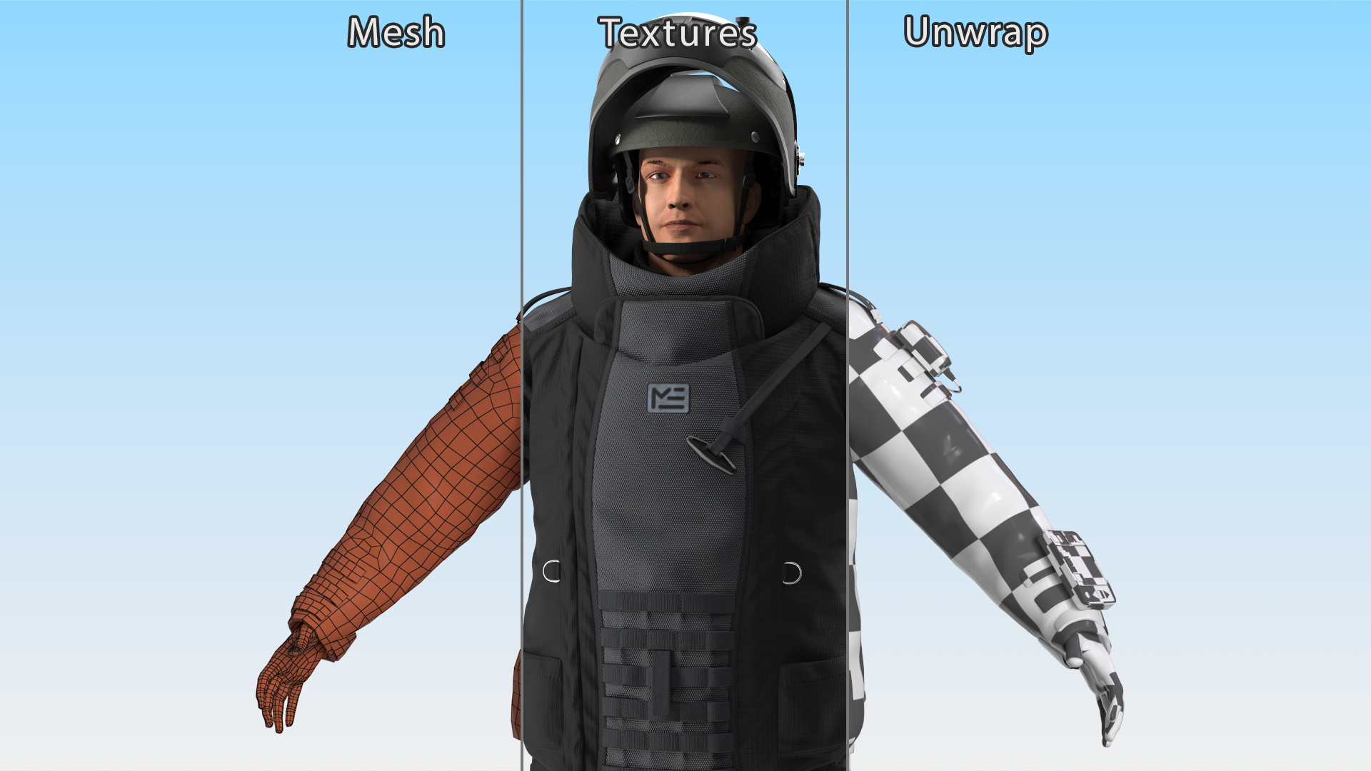 3D EOD 10 Bomb Suit Black Rigged for Cinema 4D model