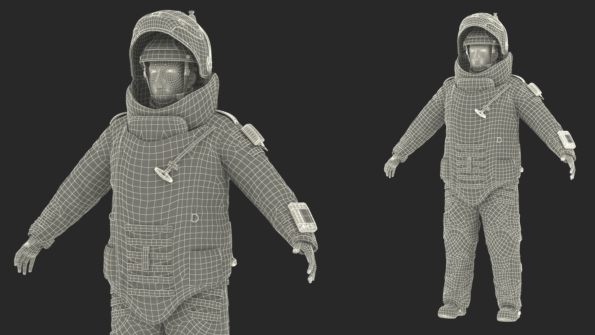 3D EOD 10 Bomb Suit Black Rigged for Cinema 4D model