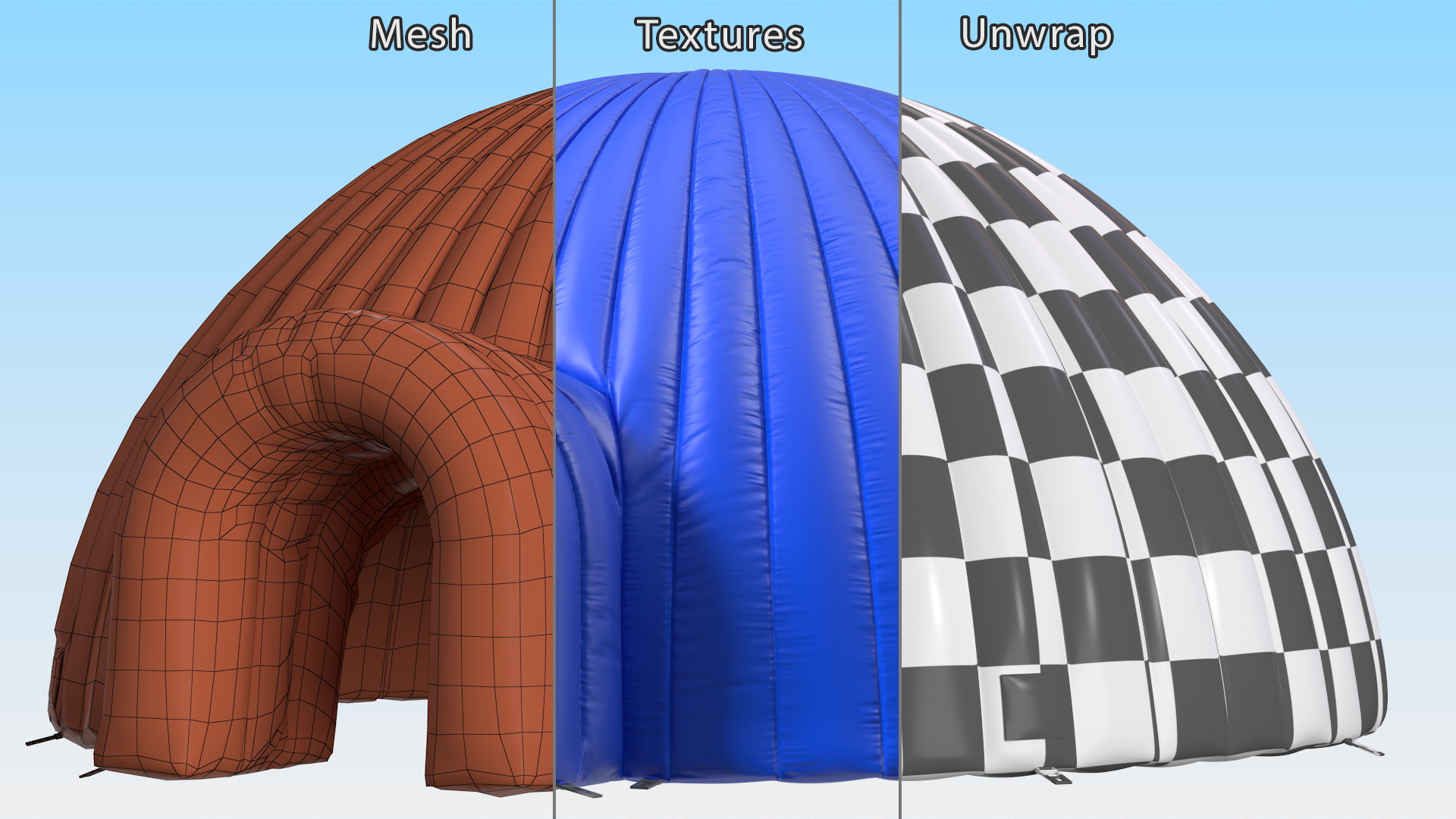 Outdoor Inflatable Igloo Tent Open Blue 3D model