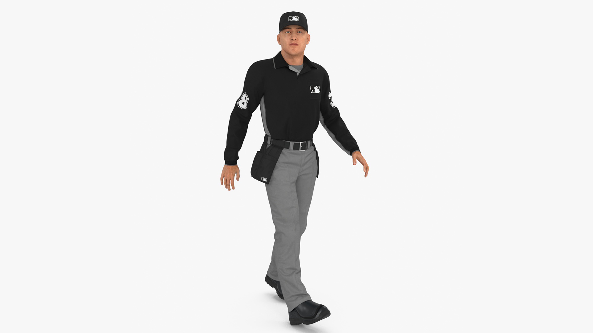 Baseball Umpire in Cap Rigged 3D model