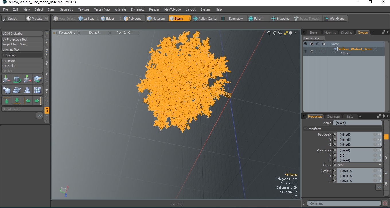 3D Yellow Walnut Tree model