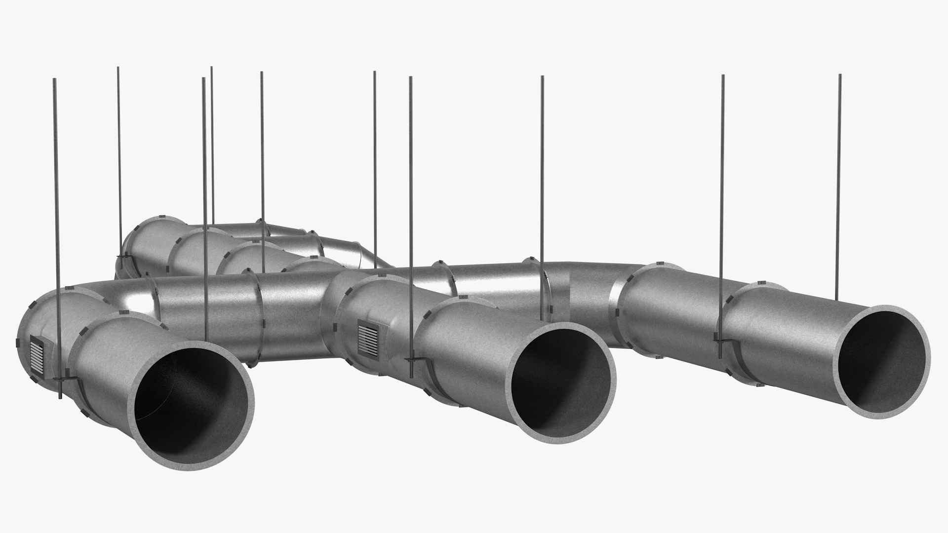 3D Ventilation Shaft Pipe System Set model