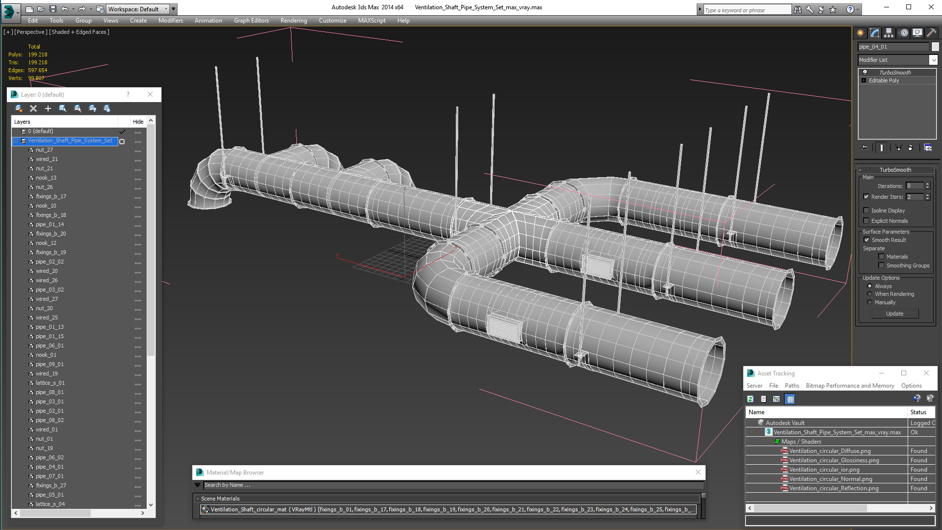 3D Ventilation Shaft Pipe System Set model