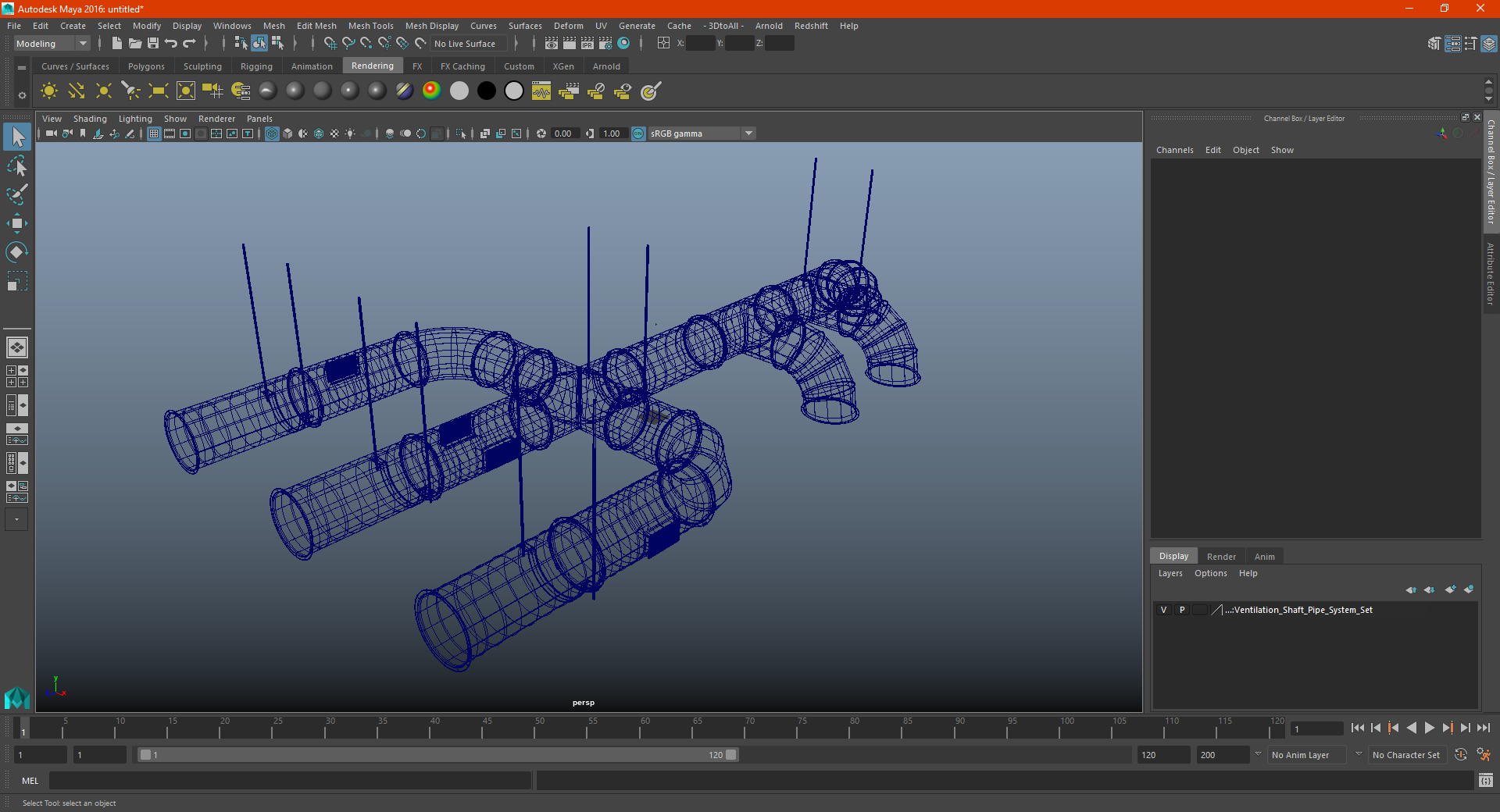 3D Ventilation Shaft Pipe System Set model