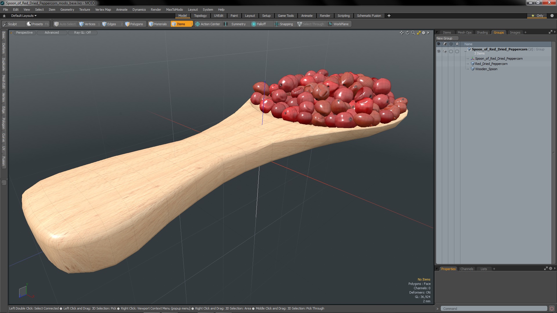 Spoon of Red Dried Peppercorn 3D model