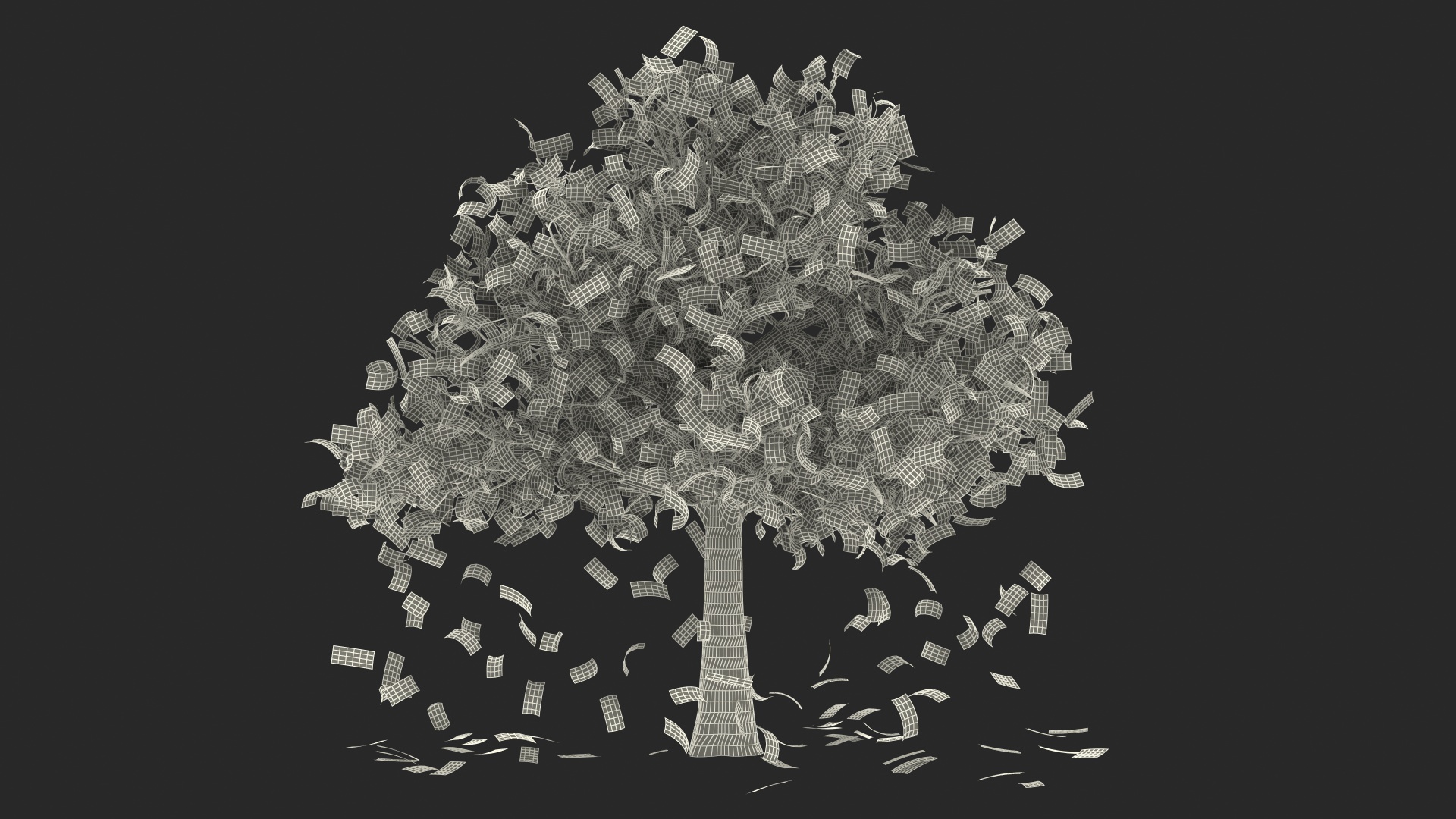 3D Falling Dollar Bills from Money Tree