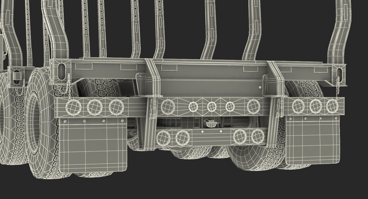 Truck with Empty Logging Trailer 3D