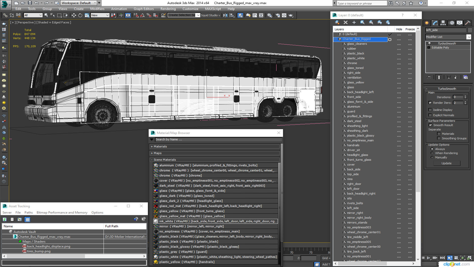 Charter Bus Rigged for Cinema 4D 3D