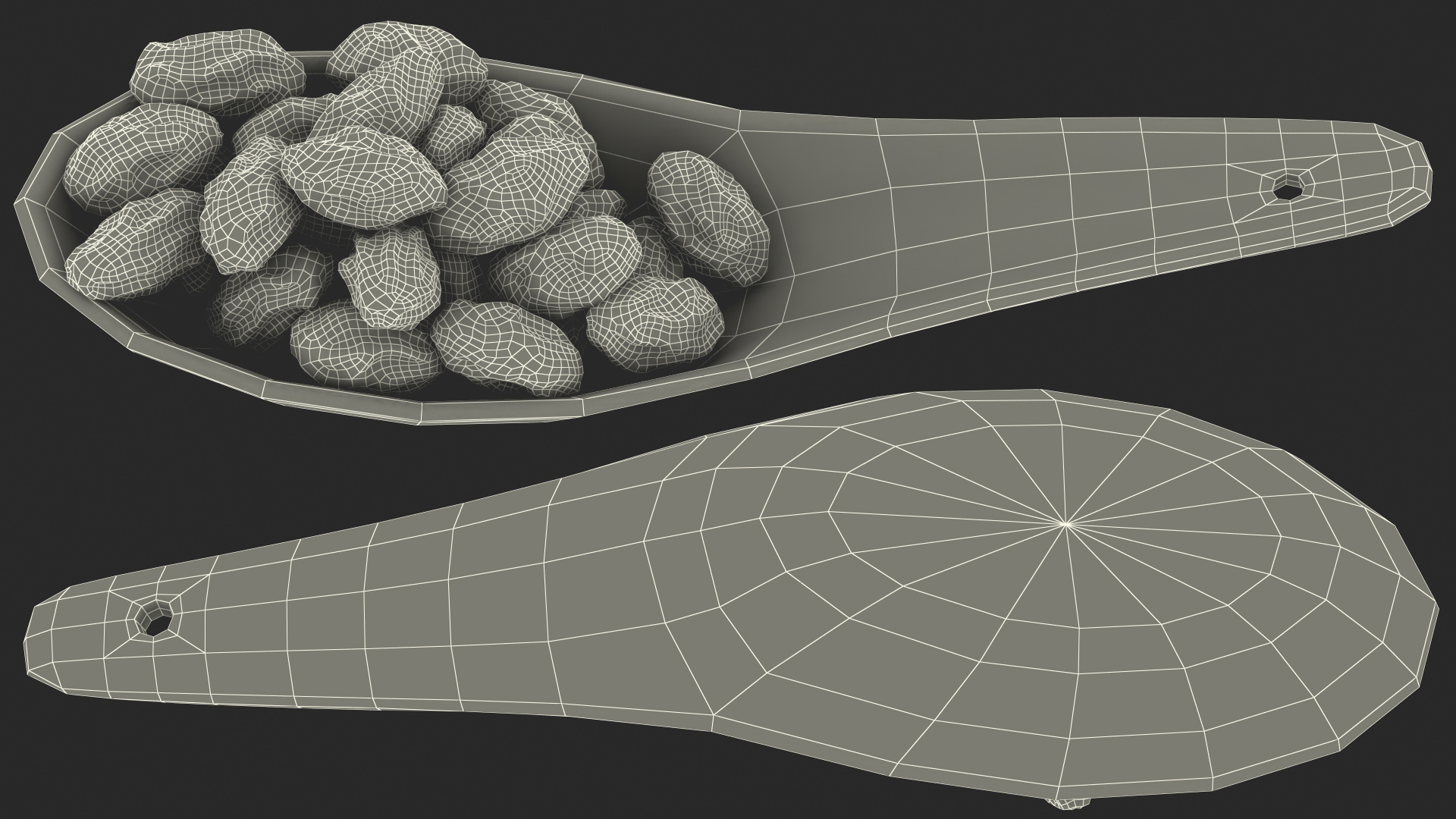 Black Raisins in a Spoon 3D model