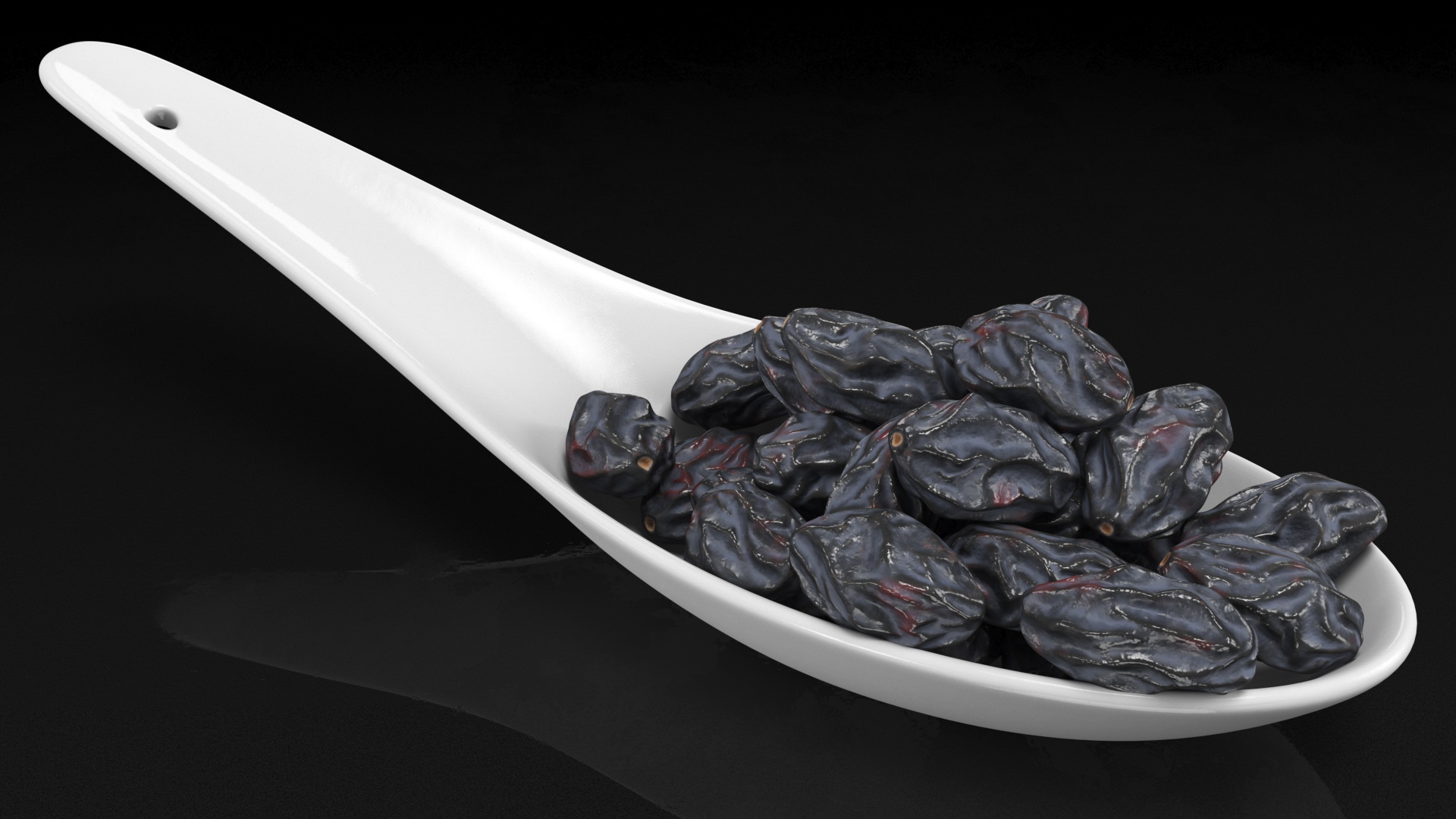 Black Raisins in a Spoon 3D model