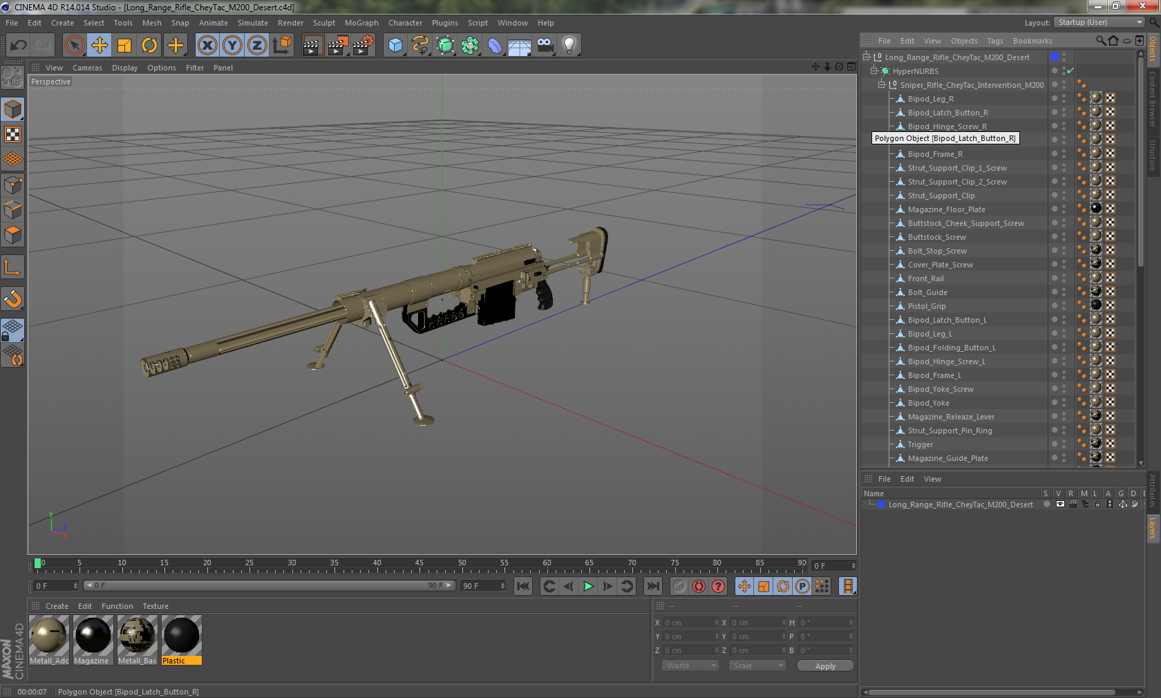 3D Long Range Rifle CheyTac M200 Desert