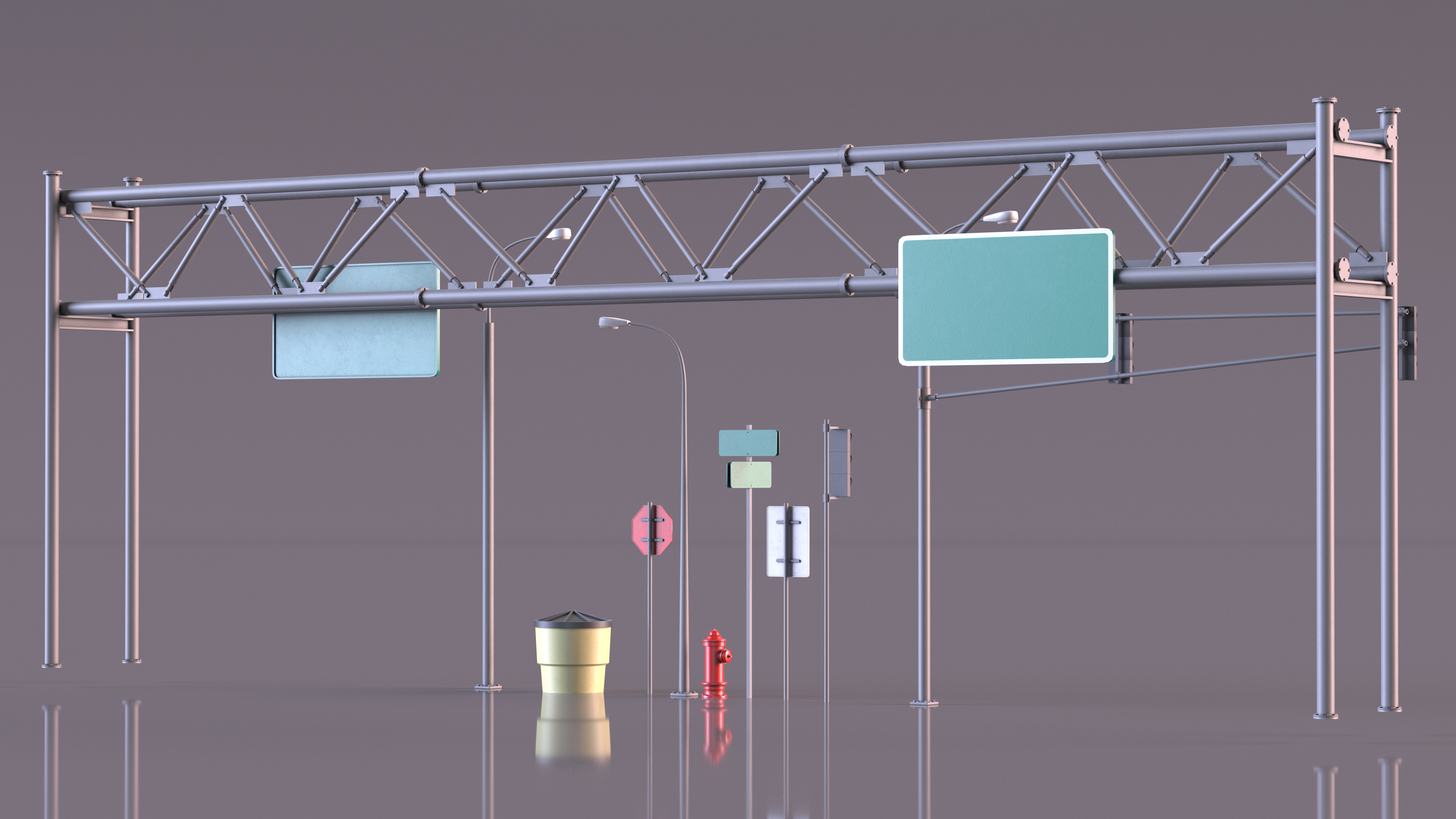 3D Highway Road Signs and Attributes model