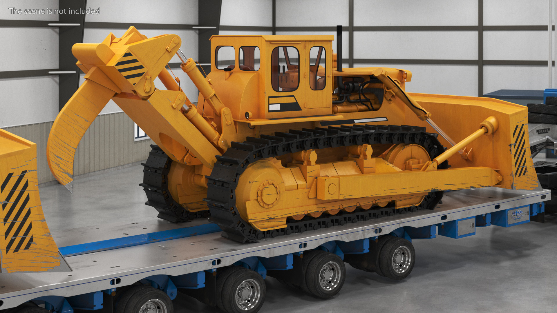 Powerful Duty Truck with Lowboy Trailer and Bulldozers 3D model