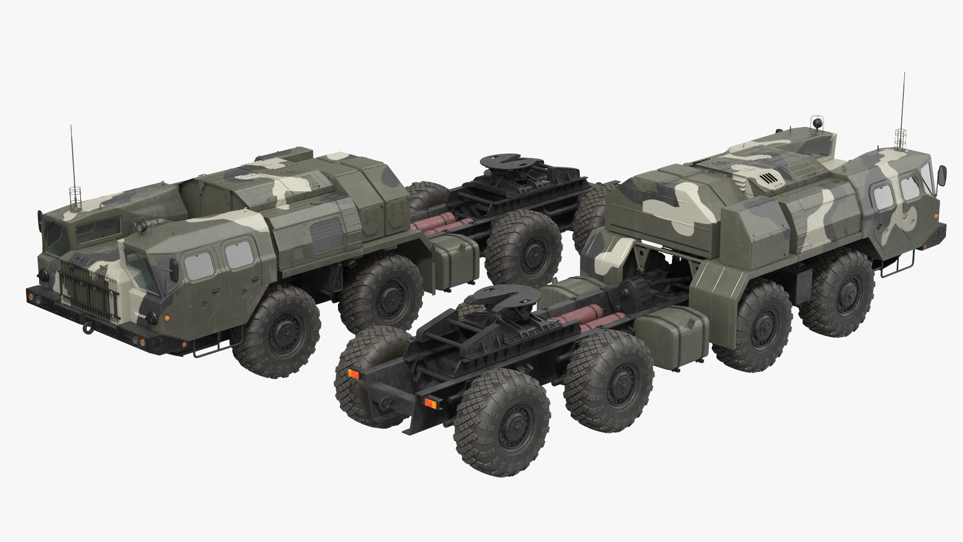 3D MAZ 74106 with Trailer Camouflage model