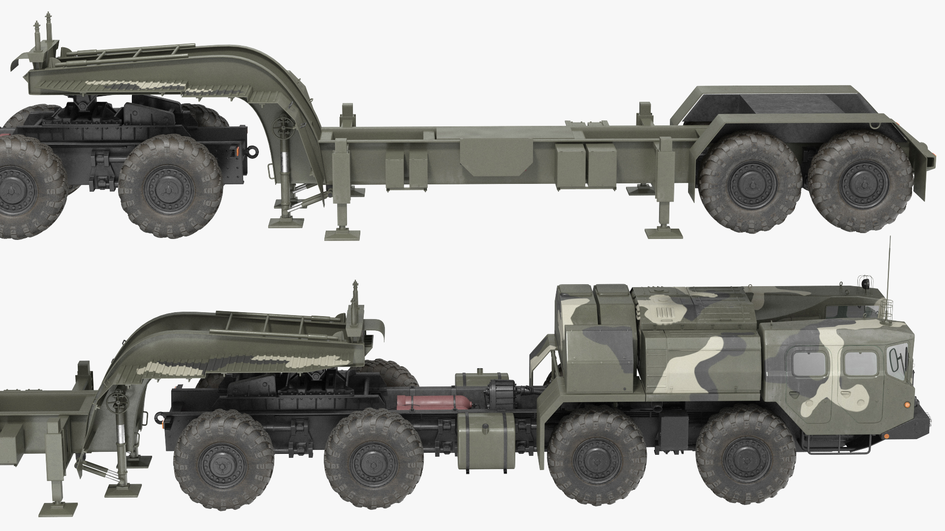 3D MAZ 74106 with Trailer Camouflage model