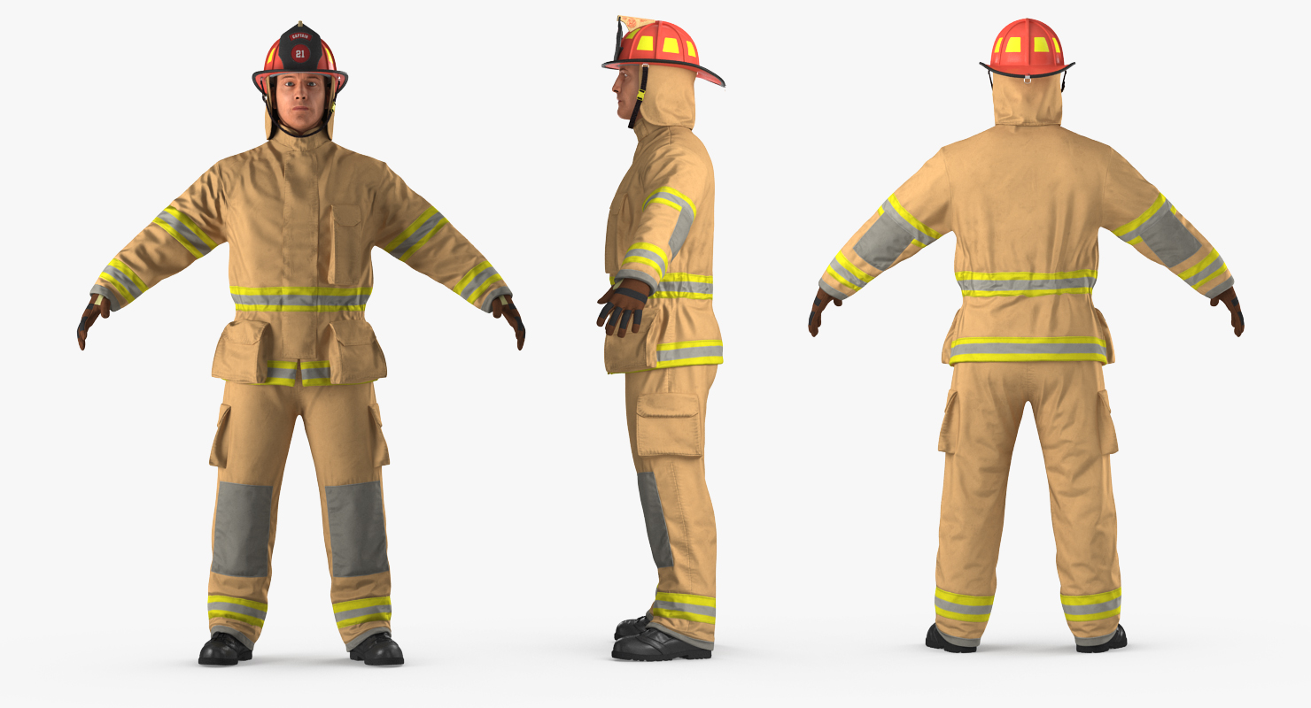 3D Firefighter with Fully Protective Suit model