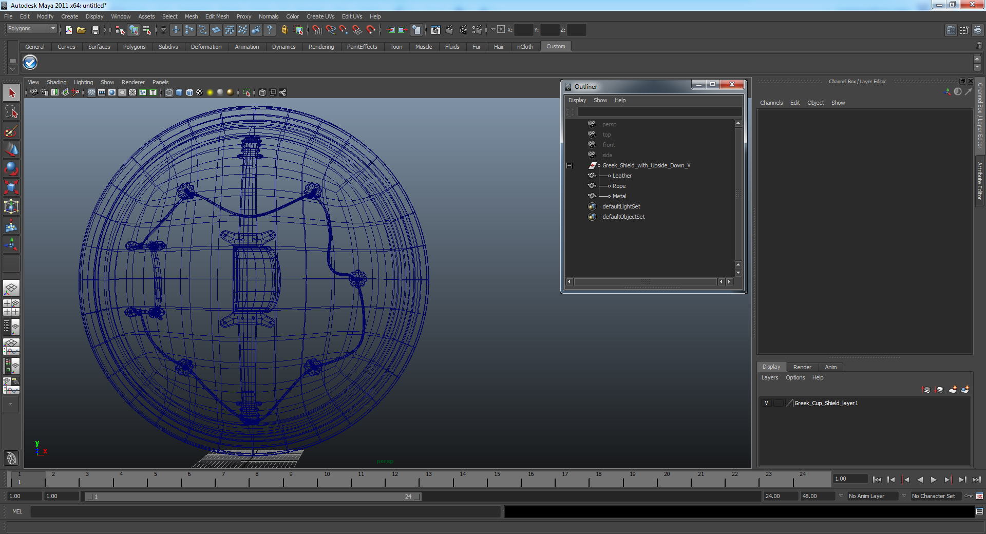 3D Greek Shield with Upside Down V