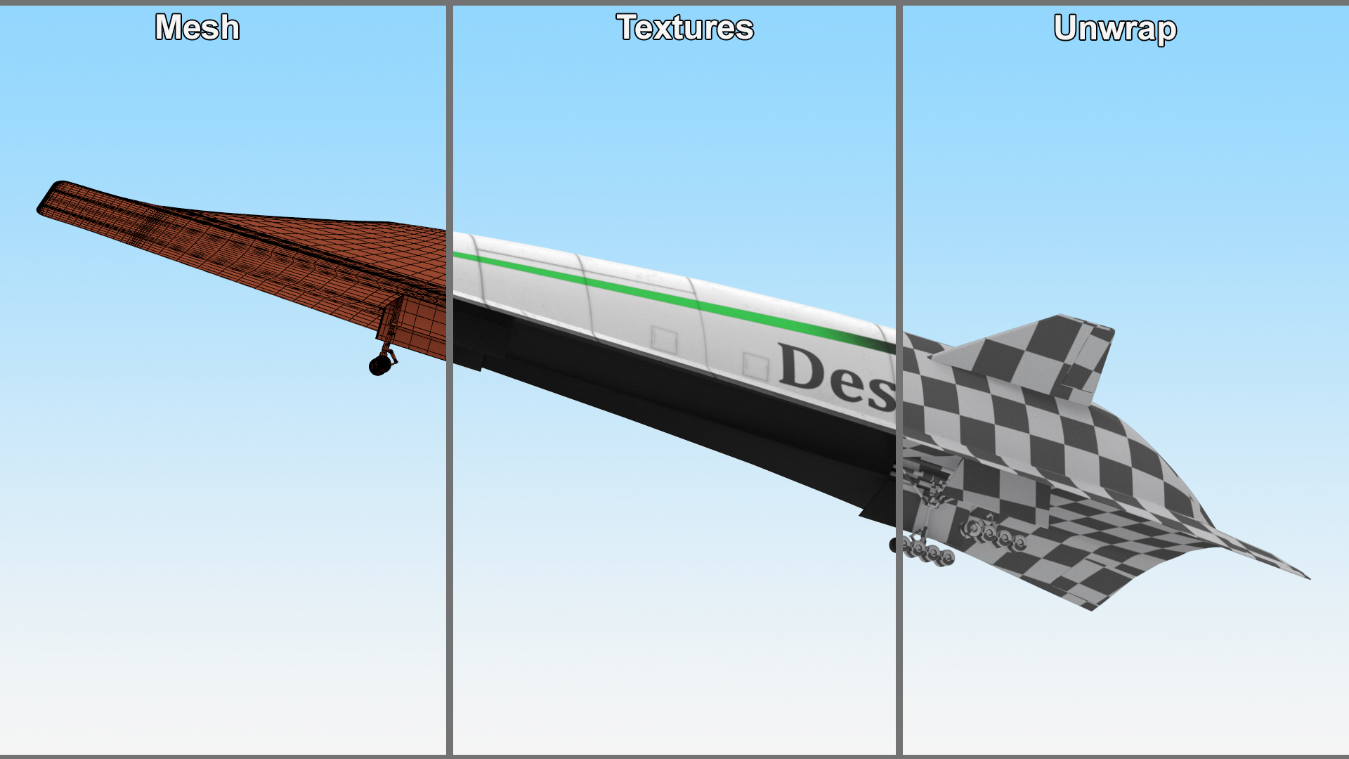 Hypersonic Plane Destinus S Used Rigged 3D model