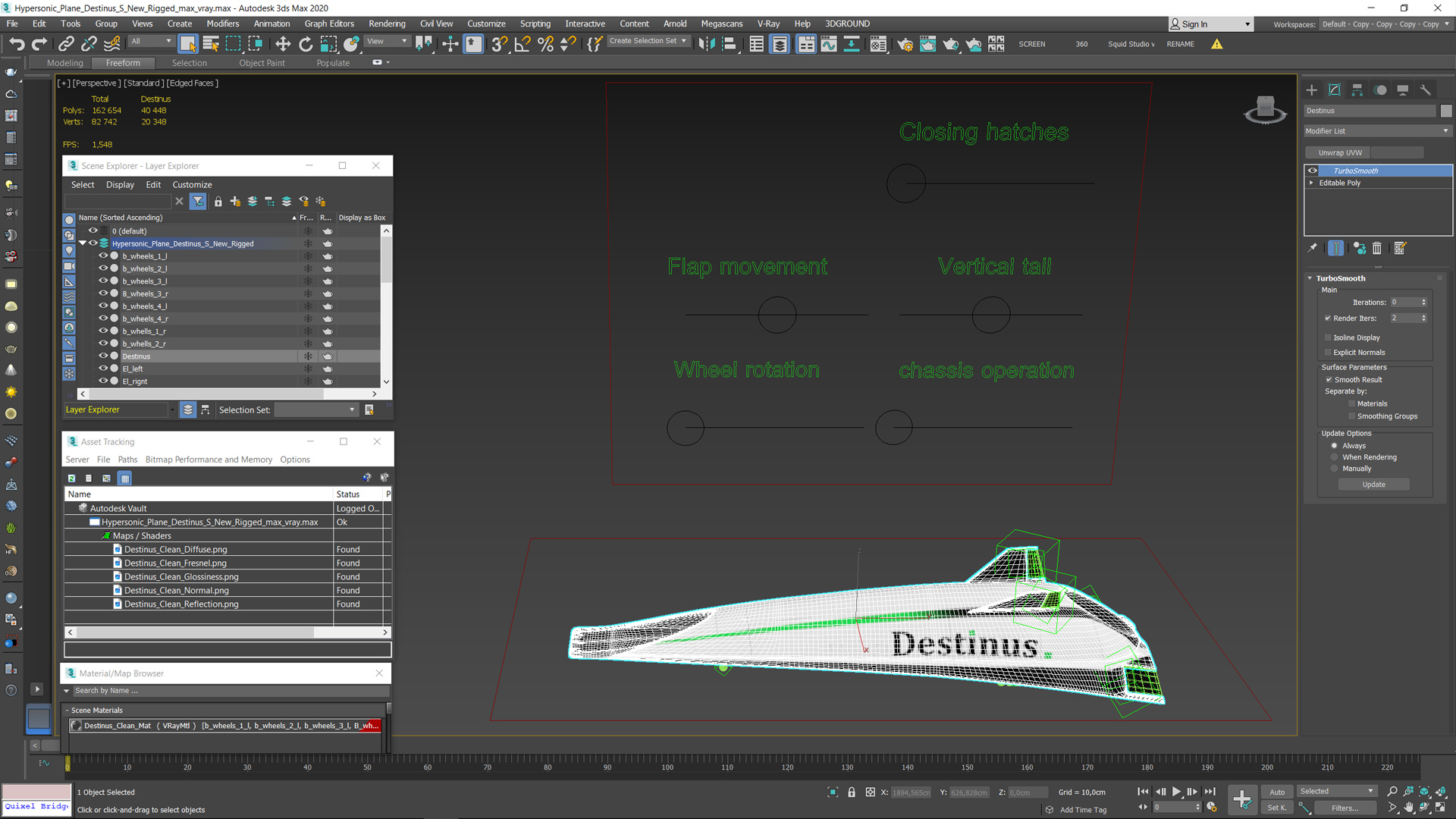 Hypersonic Plane Destinus S Used Rigged 3D model