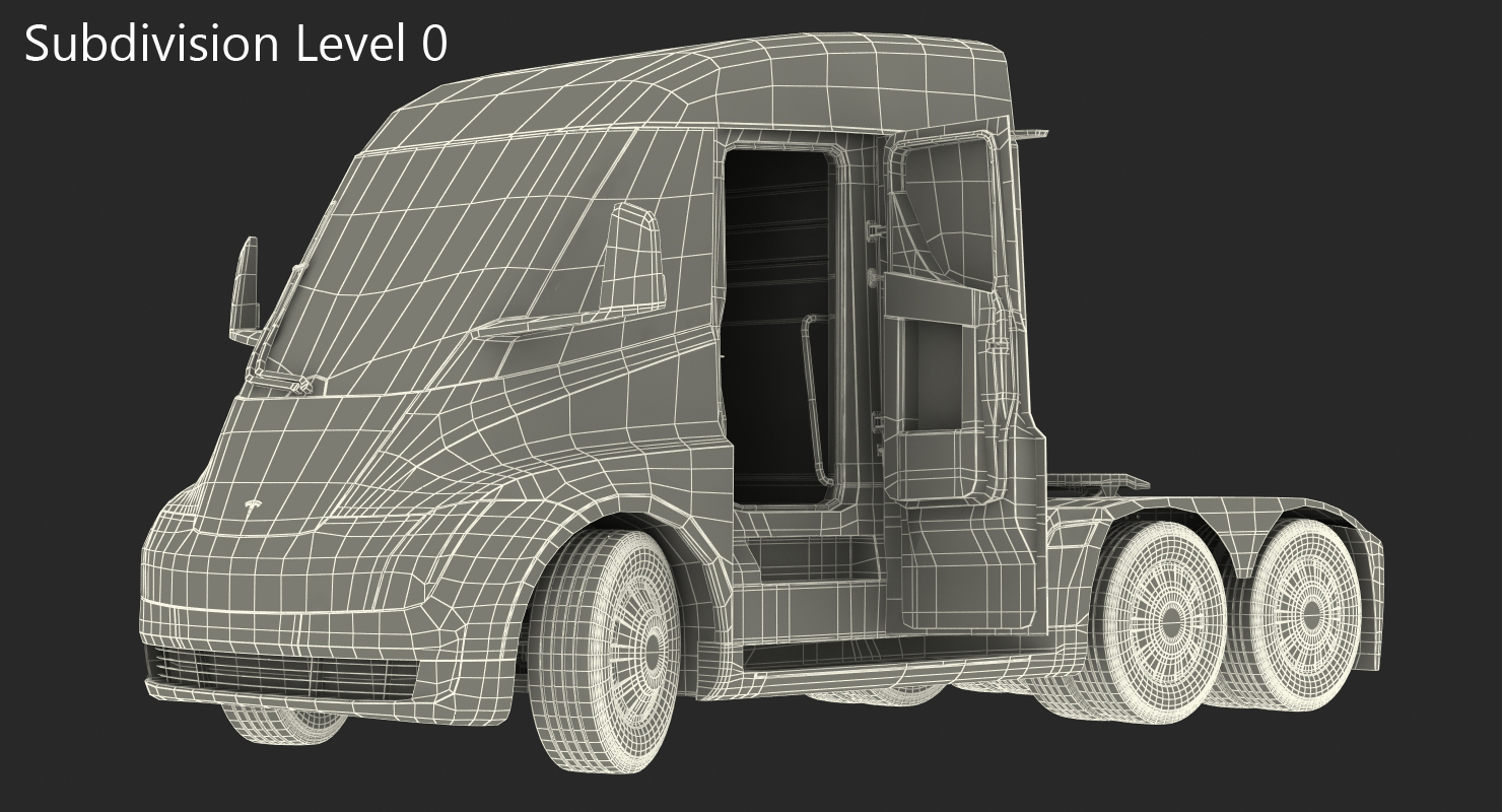 Electric Semi Truck Tesla Rigged 3D