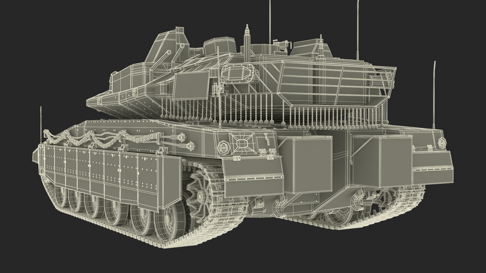 3D model Israeli Tank Merkava 5 Olive Rigged