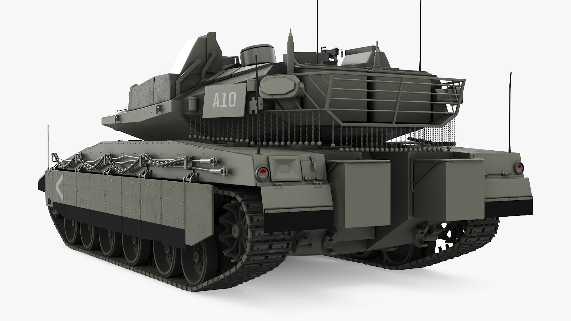 3D model Israeli Tank Merkava 5 Olive Rigged