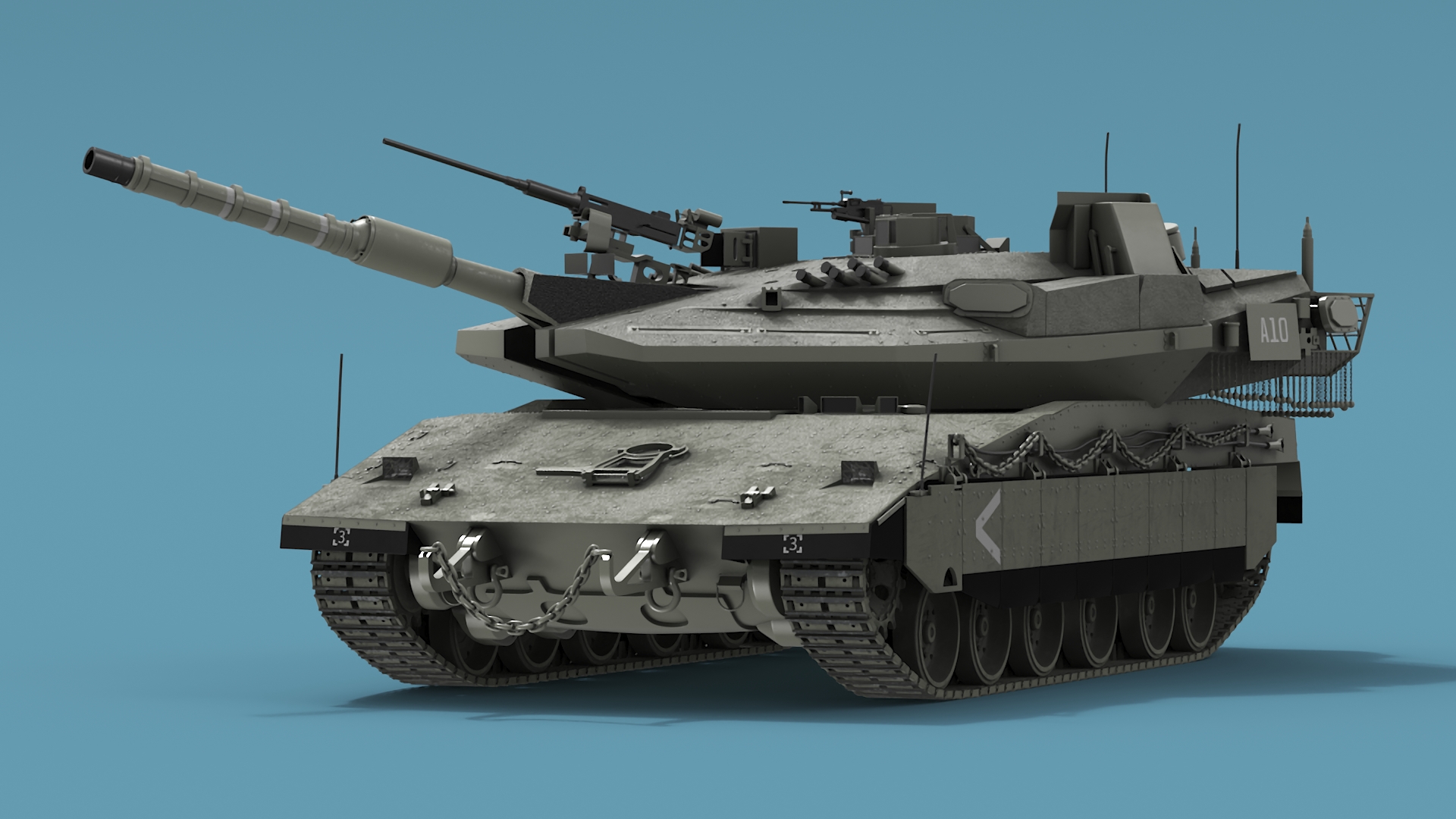 3D model Israeli Tank Merkava 5 Olive Rigged