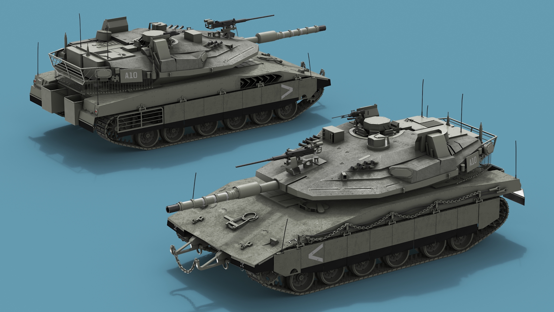 3D model Israeli Tank Merkava 5 Olive Rigged