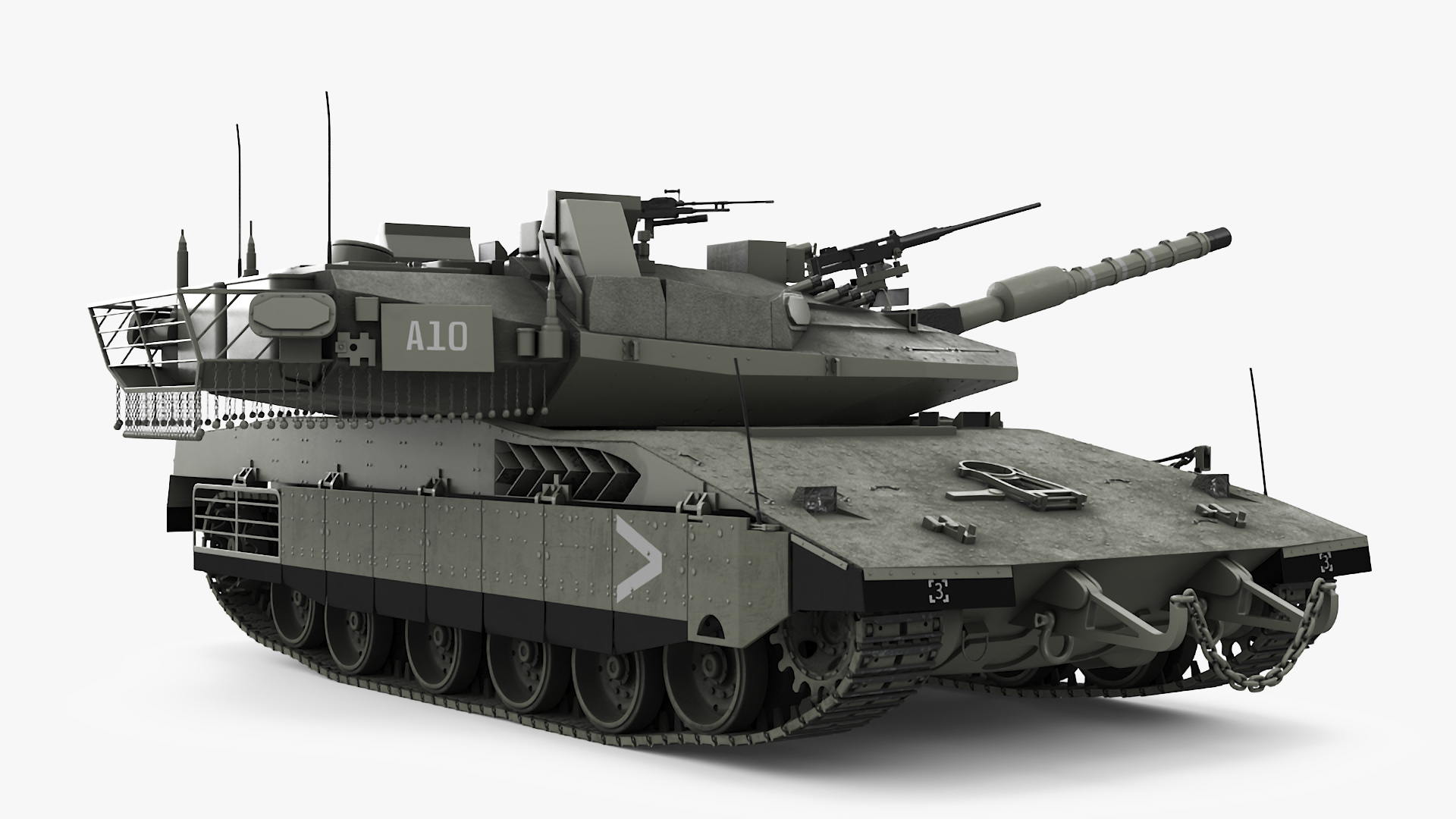 3D model Israeli Tank Merkava 5 Olive Rigged